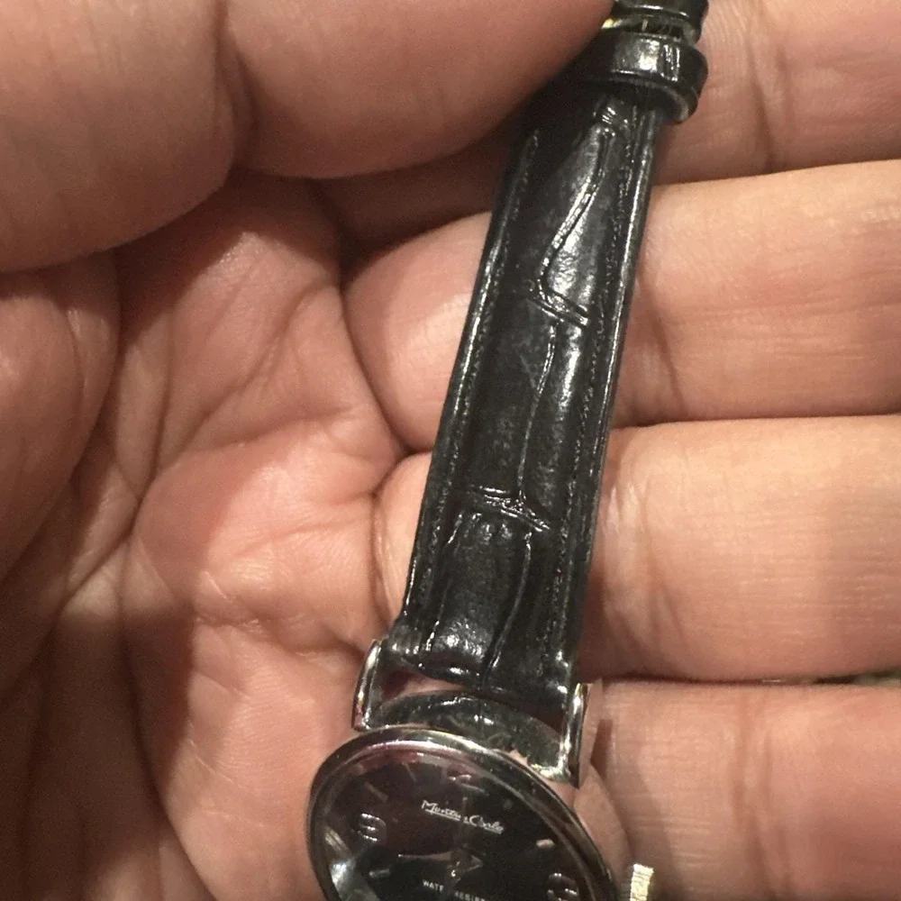 Working MontresCarlo Ladies 25mm Silver Tone Black Dial Strap Analog Watch Fit 7 - Picture 5 of 7